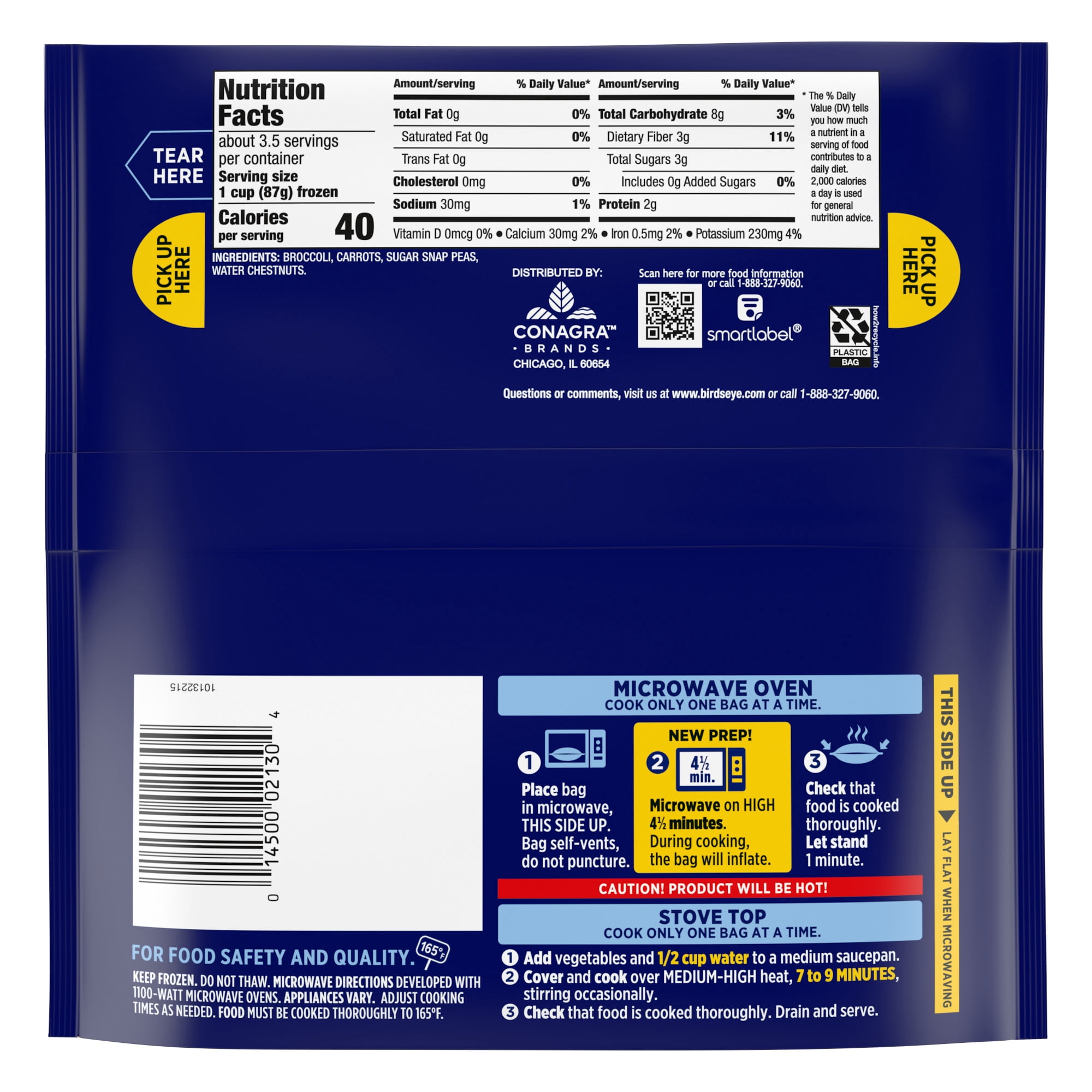 Birds Eye Steamfresh Broccoli, Carrots, Sugar Snap Peas, Water Chestnuts, Frozen Vegetables, 10.8 oz