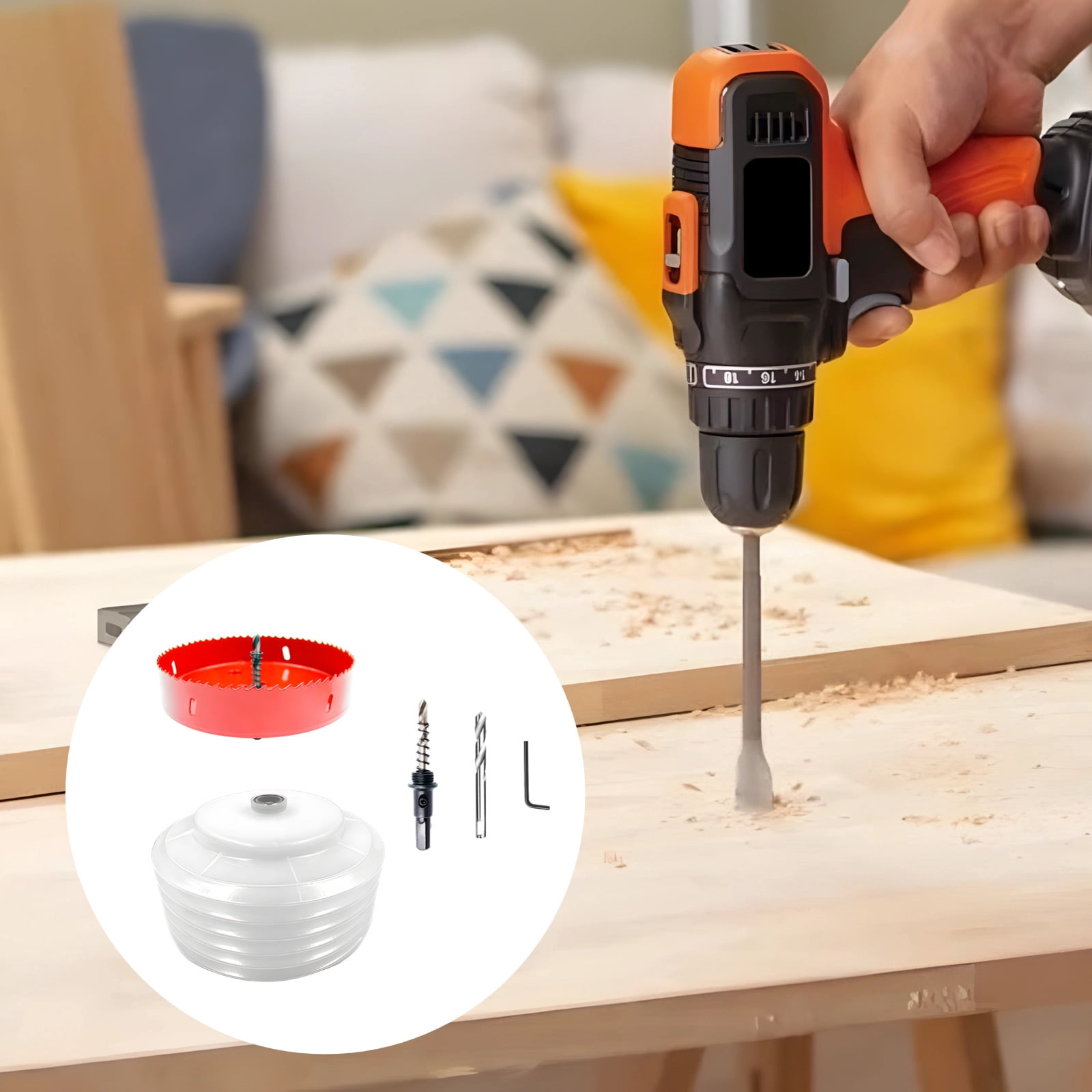 Bi-Metal Hole Saw for Recessed Lights 4 1/2" with Silicone Dust Bowl,Dust Bowl for Wood,Drywall,Metal,PVC Cutting,Includes Drill Bits and Wrench