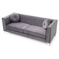 thumbnail image 5 of Glory Furniture Delray Velvet Upholstered Sofa in Gray/Chrome Legs, 5 of 7