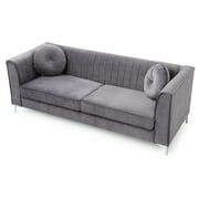 Island Oasis Sofa - Velvet Channel Tufted Living Room Furniture