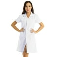thumbnail image 4 of iefiel Robe de Travail pour Femme Col à Revers Boutons devant Uniforme de Médecin Infirmière Blanc TTG, 4 of 8