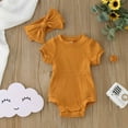 thumbnail image 2 of Ketyyh-chn99 Bodysuit Baby Girl Summer Clothes Ruffle Knit Romper Jumpsuit Outfits Brown,3M, 2 of 5