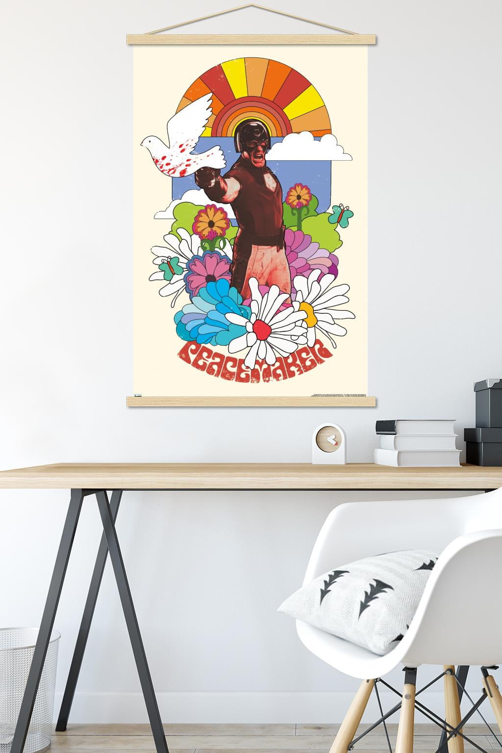 DC Comics Movie The Suicide Squad - Peacemaker Wall Poster with Wooden Magnetic Frame, 22.375" x 34"