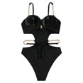 thumbnail image 3 of Sngxgn Women's Swimsuit Sexy Deep V Neck Bathing Suit Crisscross Back Self Tie(Black,S), 3 of 8