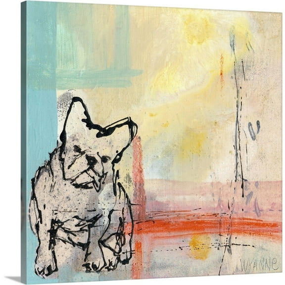 Great Big Canvas "French Bulldog" by Wyanne Art Pink Dark Gray Wrapped Canvas Print Wall Artwork