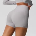 thumbnail image 4 of Vibrex Women's High Waist Yoga Shorts with Pockets, Solid Color Stretchy Athletic Workout Shorts, Slim Fit Casual Summer Active Bottoms,Gray_M, 4 of 9