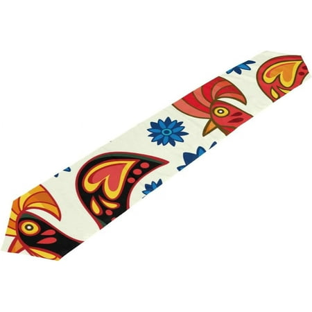 

ColourLife Table Runner Traditional Portuguese Rooster Washable Table Cloth Runner for Holiday Home Wedding Table Top Decoration 13x70 Inches