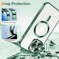 thumbnail image 4 of Dteck Magnetic Clear Case for iPhone 15 Pro, Compatible with MagSafe, Full Camera Lens Protection Luxury Plating Slim Soft TPU Shockproof Protective Cover for iPhone 15 Pro,Green, 4 of 5