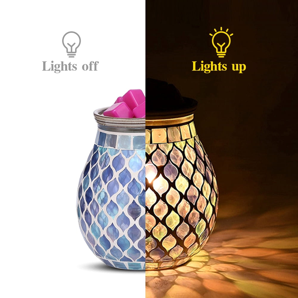 Glass Wax Warmer Colourful Mosaic Wax Burner Scented Oil Lamp Fragrance  Electric Candle Warmer with Wire for Home Decor Living Room Bedroom