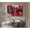 thumbnail image 2 of PixonSign Canvas Print Wall Art Set Red, Teal and Black Grunge Brushstrokes Geometric Shapes Illustrations Contemporary Edgy Multicolor Ultra for Living Room, Bedroom, Office - 24"x36"x2, 2 of 5