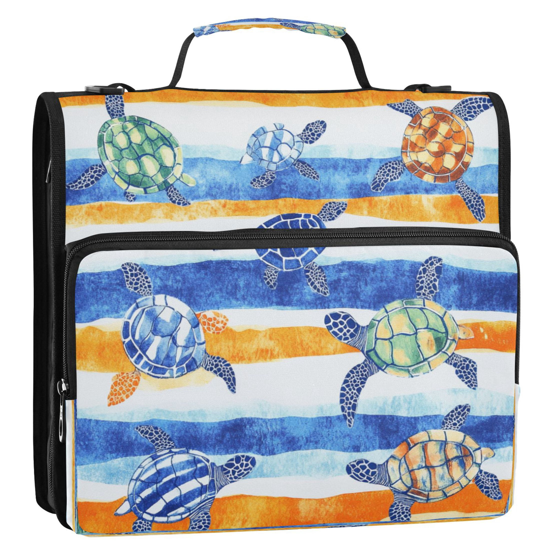 YAZAOO Zipper Binder trapper keeper Documents Organized Design Turtle Parade Printed