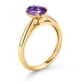 thumbnail image 3 of Gem Stone King 10K Yellow Gold Purple Amethyst Solitaire Engagement Ring for Women (1.15 Cttw, Oval 8X6MM, Gemstone February Birthstone, Available in Size 5, 6, 7, 8, 9), 3 of 4
