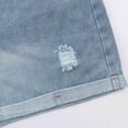 thumbnail image 5 of dazeni Women's Casual Ripped Denim Shorts High Rise Distressed Rolled Hem Pull on Jeans Shorts with Pocckets Summer Hot Short Blue M, 5 of 5