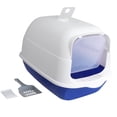 thumbnail image 3 of Caja de arena para gatos con tapa Caja de arena para mascotas Inodoro para gatos completamente cerrado Fácil de limpiar Borde alto Portátil con puerta Azul, 3 of 8
