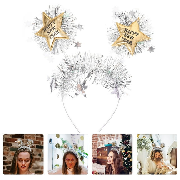 UPOUART New Year Party Headband Plated Glitter Star Tinsel Hair Accessory for Festive Decor
