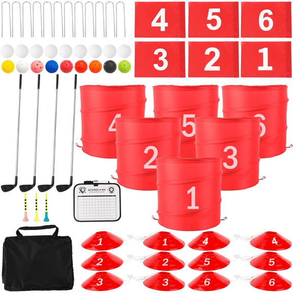 Backyard Golf Game Set - 4 Clubs, 6 Holes for Family Fun Outdoors & Indoors