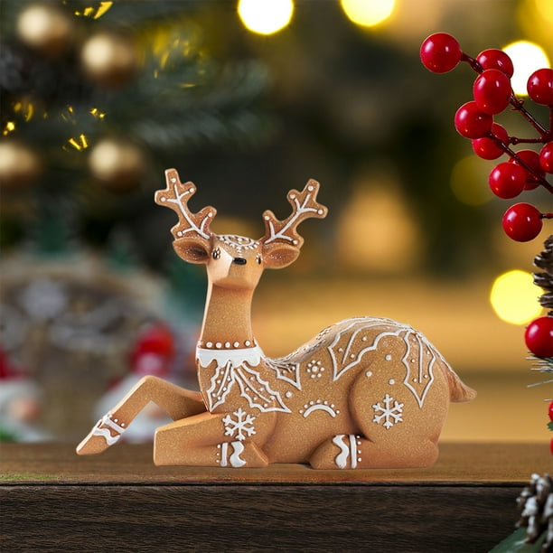 Reinforced Resin Reindeer Figurine Christmas Decorations for Holiday Home and Office Festive Crafts Ornaments