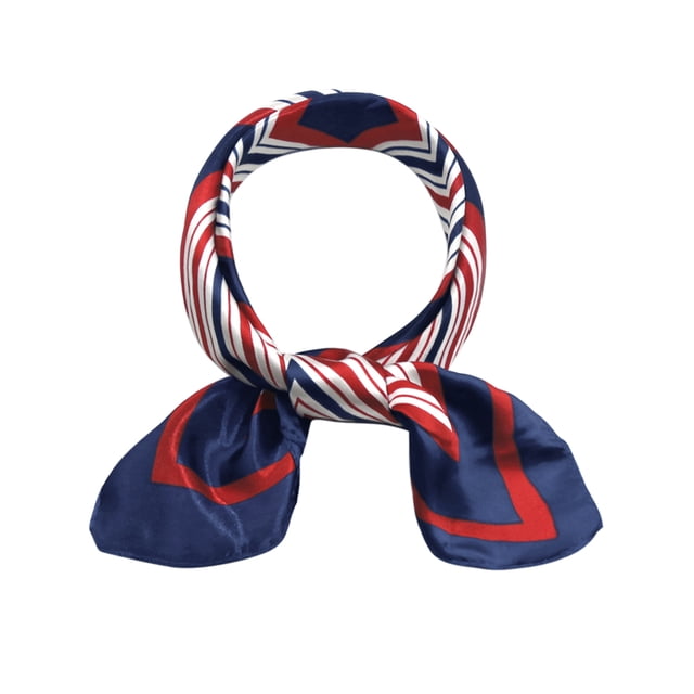 INSPIRE CHIC Foulard Carré pour Femme Foulards Imprimés à Couleurs Contrastantes Fichu Foulard de Cou Rouge Bleu Géométrique 19.69x19.69 Pouces