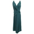 thumbnail image 2 of Femmes Banquet Robe Couleur Unie Plissée Sans Manches Profonde V Cou Haut Fendue Robe de Soirée Vêtements Féminins, 2 of 13
