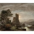 thumbnail image 3 of Lluís Rigalt 14x12 Black Modern Framed Museum Art Print Titled - Night Landscape with Ruined Monastery (circa 1850), 3 of 5