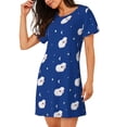 thumbnail image 2 of Lsque Moon Lamb Pattern Nightgowns for Women Sleep Shirts Short Sleeve Nightshirt Pullover Nightdress Soft Sleepwear Relaxed Fit Nightdress, 2 of 6