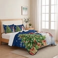 thumbnail image 5 of Quilts Full Size Bedding Set, Christmas Snowman Lightweight Quilted Comforter, Navy Blue Cardinal Bird Xmas Snowflake Tree Reversible Bedspread Coverlet with Pillow Covers for All Season, 78" x 90", 5 of 9