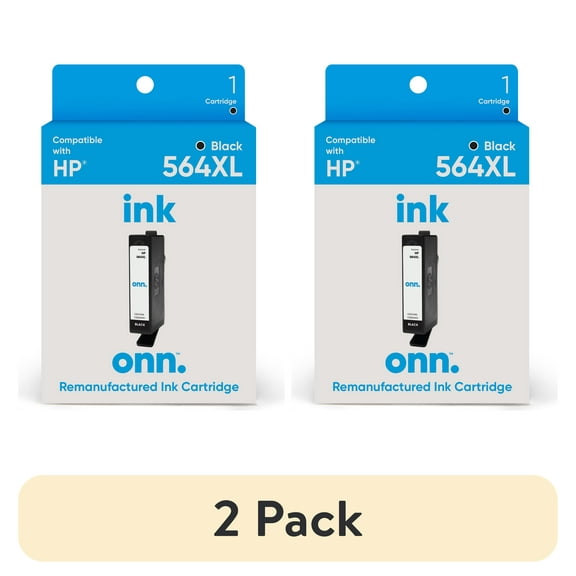 (2 pack) onn HP 564XL Printer Ink Cartridge, Black