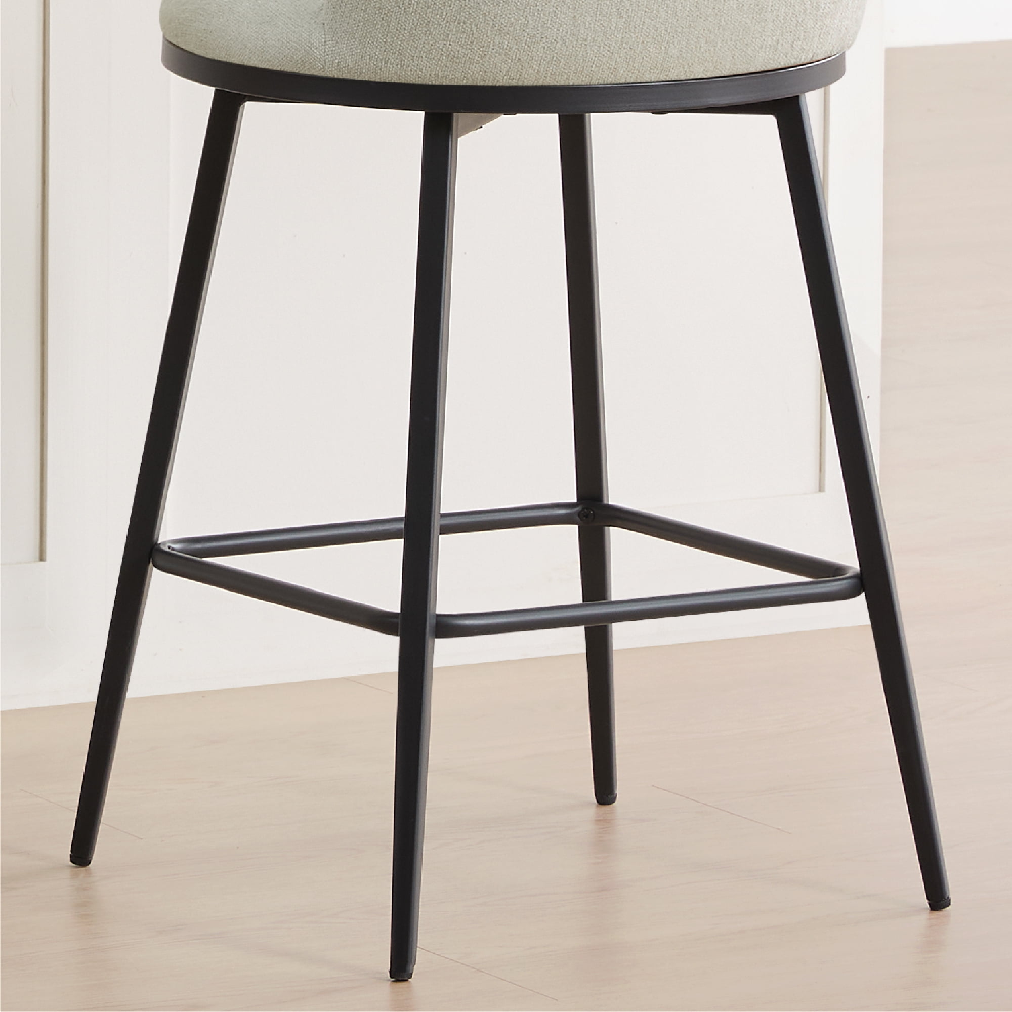 Spruce & Spring Counter Height Swivel Bar Stool with Metal Frame Set of 2, Linen