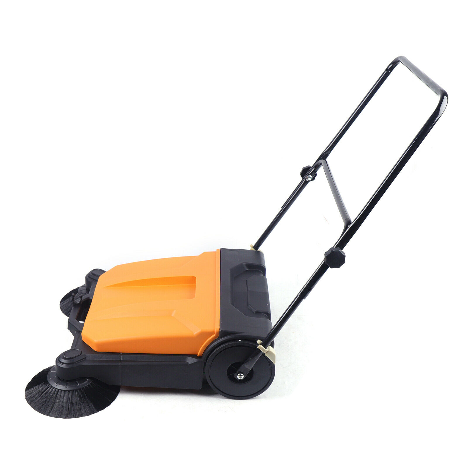 26" Industrial Hand Push Sweeper Pavement Walk-Behind Floor Sweeper Outdoor Manual Push Sweeper Machine for Large Area