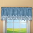 thumbnail image 2 of Collections Etc Elegant Lace Border Trim & Solid-Color Window Curtain Blue Valance, 2 of 5