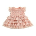 thumbnail image 1 of Robes à Volants pour Filles Sans Manches Col Superposé Robe en Dentelle, 1 of 7