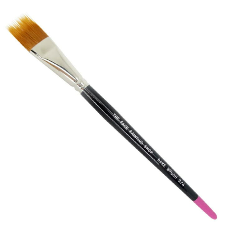 The Face Painting Shop - 3/4 Rake Brush, Professional Face Painting Brush,  Sleek ink Tipped Wooden Handle and Synthetic Bristles