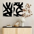thumbnail image 4 of 3Pcs Framed Abstract Black and White Canvas Wall Art Minimalist Brushstroke Line Prints Modern Home Gallery Style Picture Painting Posters Bedroom Living Room Officech Ready to Hang, 4 of 6