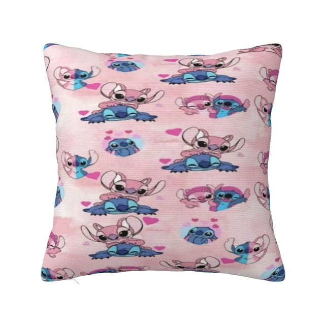 Funda de almohada decorativa con dibujos animados de Stitch, para decoración del hogar y el sofá, elige una funda de cojín de temporada feliz de 22 x 22 pulgadas