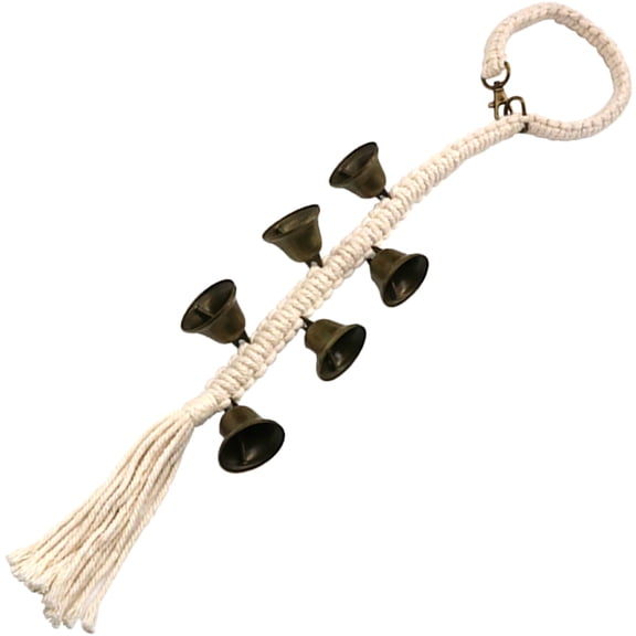MERRYHAPY Rustic Beige Cotton Rope Iron Adjustable Bells Door Hanger Decorative Home Wall Hanging