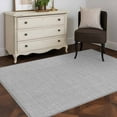 thumbnail image 3 of Gray 2.7x5 Area Rugs, Farmhouse Burlap Solid Grey Color Modern Linen Texture Non-Skid Rubber Backing Large Rectangle Rugs - Living Room Bedroom Home Office, Indoor Floor Mat Carpets Washable Rug, 3 of 9
