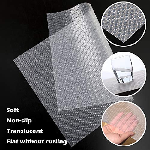 Kitchen Fridge Shelf Liner Waterproof Placemats Clear PABUSIOR Refrigerator Liners for Shelves Transparent 8 Pack 11.8x17.7 EVA Can Be Cut Refrigerator Mats Washable 