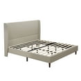 thumbnail image 2 of Ember King Size Platform Bed Frame with Linen Upholstered Headboard, No Box Spring Needed, Beige, 2 of 7