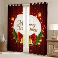 thumbnail image 2 of jejeloiu Merry Christmas Blackout Curtains,Red Bowtie Gold Bell Curtains Pack of 2 (38x45 Each),Xmas Berry Window Curtains For Girls,Super Cozy Room Decor, 2 of 6