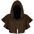 thumbnail image 1 of Poliéster Halloween Capa Accesorios de cosplay Disfraz Devil Cowl Medieval Witch Cape Poncho con capucha para adultos unisex Café Yinane Capa con capucha, 1 of 6