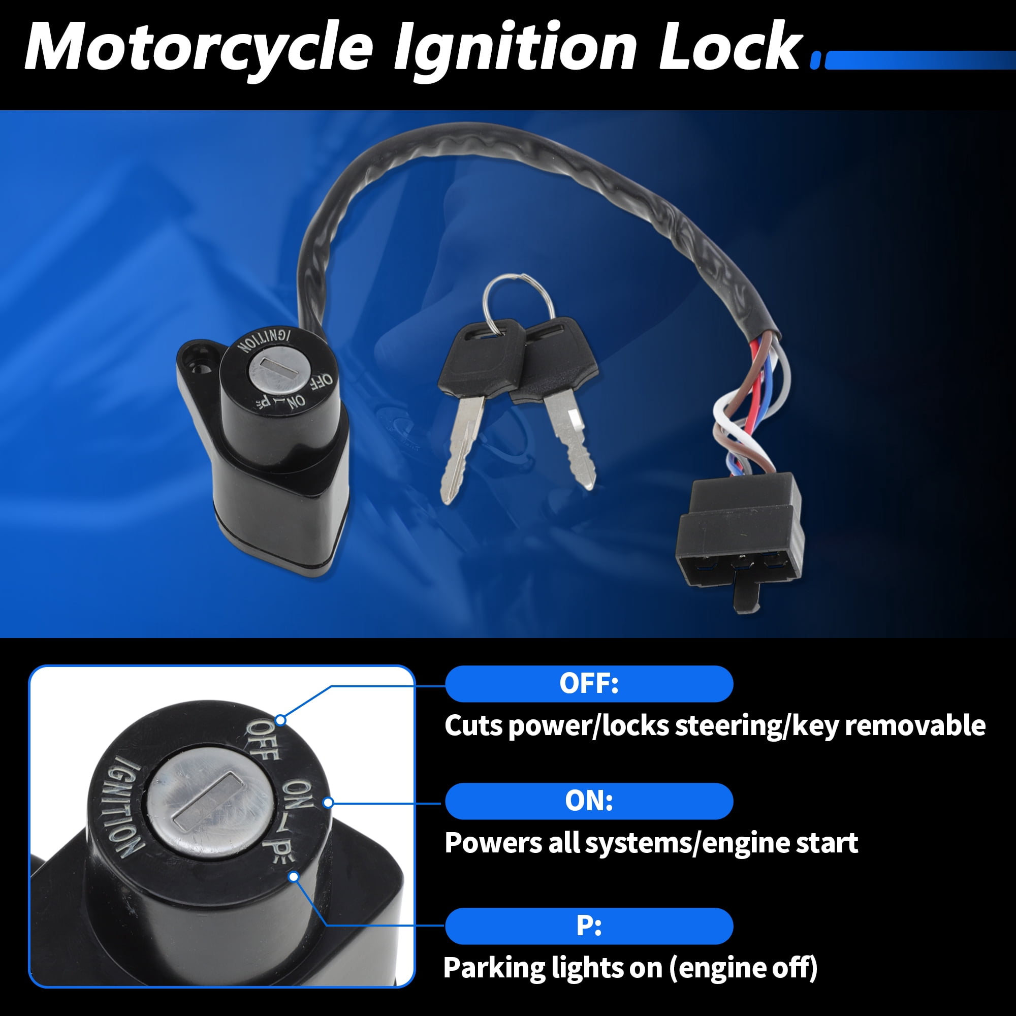 Unique Bargains Motorcycle Ignition Switch for Kawasaki EN400 EN500 VN400 270051188