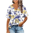 thumbnail image 2 of GaThRRgYP Womens tops V Neck Sweatshirts,Women Fashionable and Comfortable Fashion Casual Button V-Neck T-shirt Loose and Elastic Non Positioning Printing Top Yellow XXL, 2 of 6