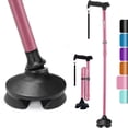 thumbnail image 1 of Bastón Rehaescort para hombre y mujer: plegable, ajustable, ligero, para personas mayores, con equilibrio, de pie, punta pivotante, mango suave, con bolsa de viaje (rosa), 1 of 5