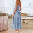 thumbnail image 2 of Aellinatey Women‘s Maxi Dress Casual Sleeveless Off Shoulder Smocked Tiered Beach Long Sundress, 2 of 20