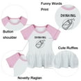 thumbnail image 2 of Pack of 2, Twins Baby Drinking Buddies Funny Dresses For Baby, Newborn Babies Skirts, Infant Princess Dress, Toddler Frocks (Pink Raglan Dresses, 6-12 Months), 2 of 5