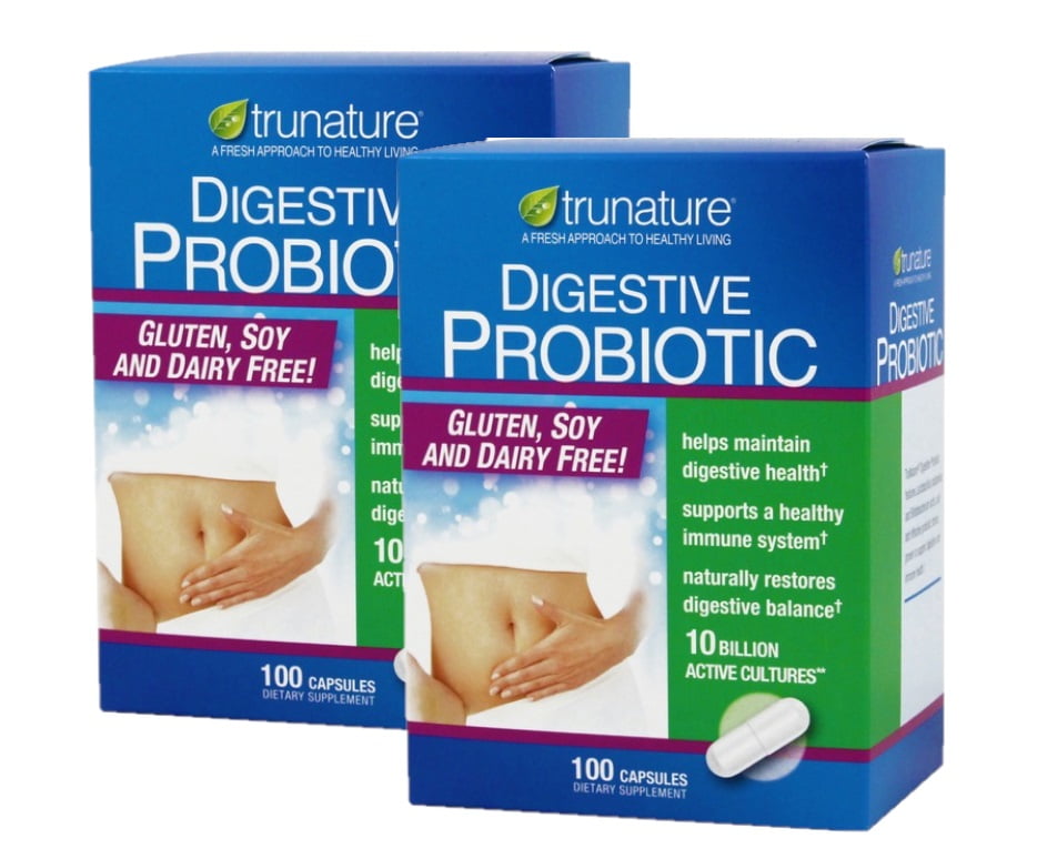 Trunature Digestive Probiotic Capsules, 100 Count ( 2 Pack )