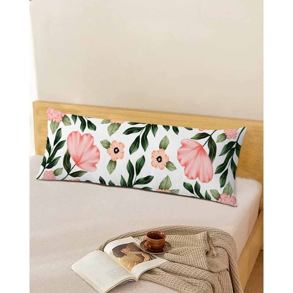 Spring Floral Throw Pillow Cover,Tropical Summer Leaves Natural Plants Rectangle Decorative Pillow Case Protector Soft Cushion Cover Lumbar Pillowcase for Couch Sofa Bedroom Car Chair Decor 20x54 In