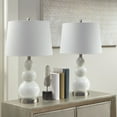thumbnail image 6 of 510 Design Curved Glass Triple Gourd Shape Table Desk Lamp Set of 2, White, 6 of 6