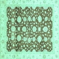 thumbnail image 1 of Ahgly Company Machine Washable Indoor Square Oriental Turquoise Blue Traditional Area Rugs, 7' Square, 1 of 4