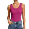 thumbnail image 7 of UOCUFY Womens Cotton Ribbed Tank Tops Scoop Neck Basic Backless Sleeveless Slim Fit Casual Summer Cami Shirts 2026 (Hot Pink, XL), 7 of 7